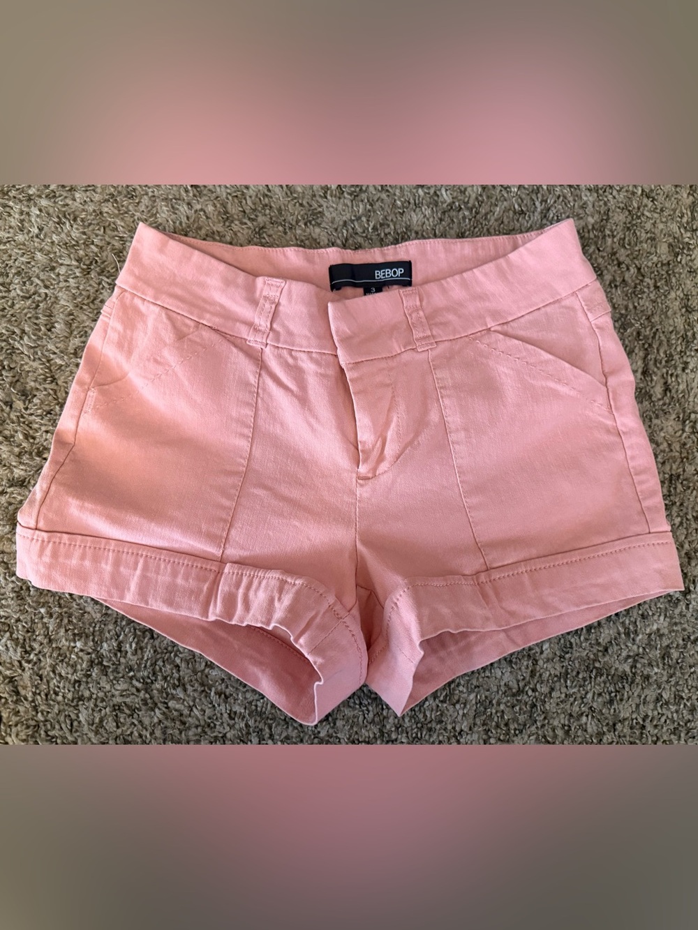 BeBop Blush Pink High-Waist Cuffed Dress Shorts